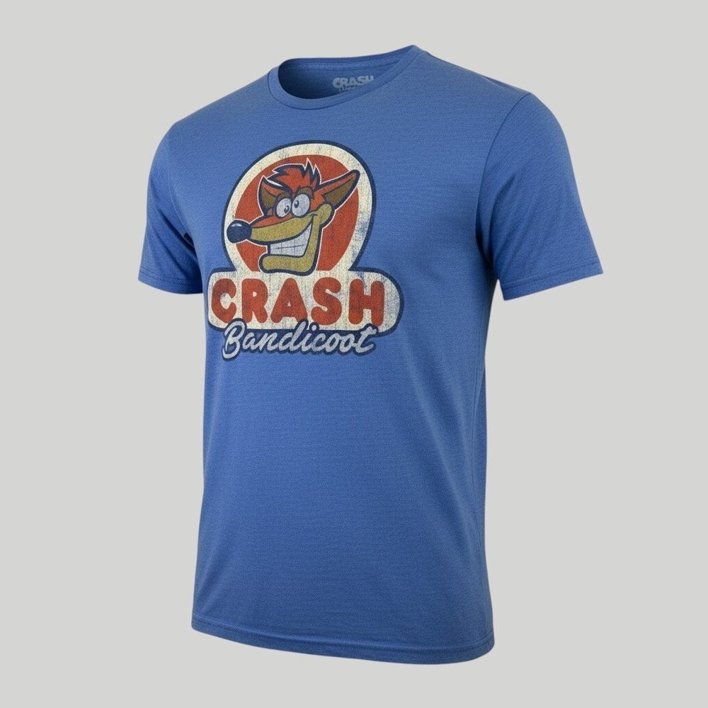 Crash Bandicoot T-Shirt Men's Blue XL Polyester Graphic Tee